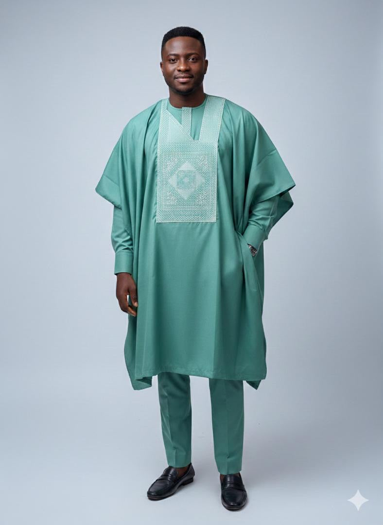 Macki Sall 3 Pièces Vert Menthe Brodé MaisonBarry