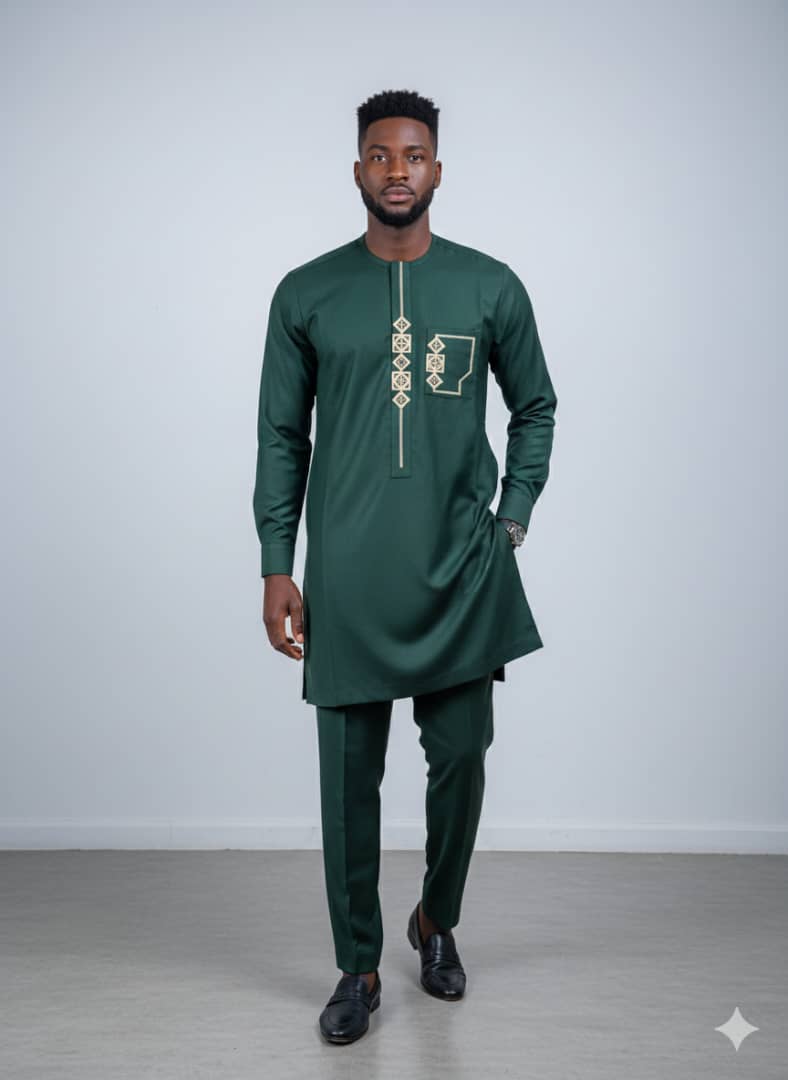 Ensemble Homme Vert Forêt Brodé Or MaisonBarry