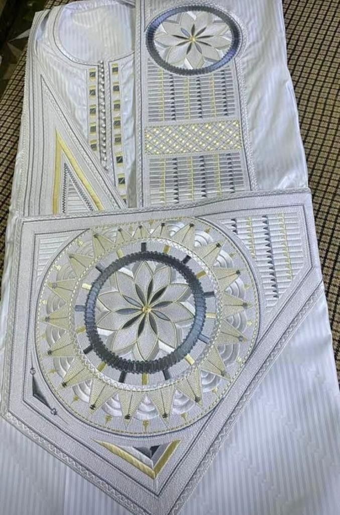 Grand Boubou Homme - Bazin Blanc Brodé Premium