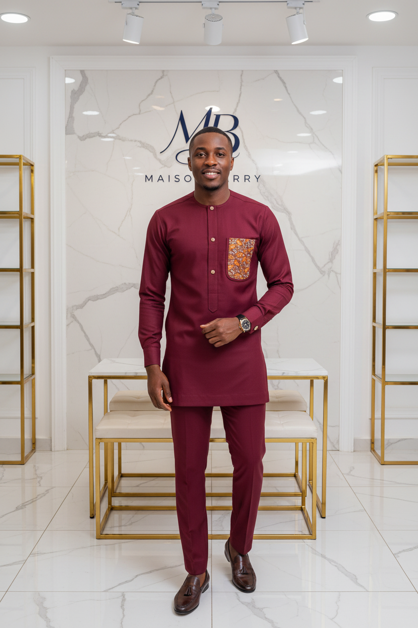 Macki Sall Prestige Bordeaux - Poche Wax Dorée MaisonBarry