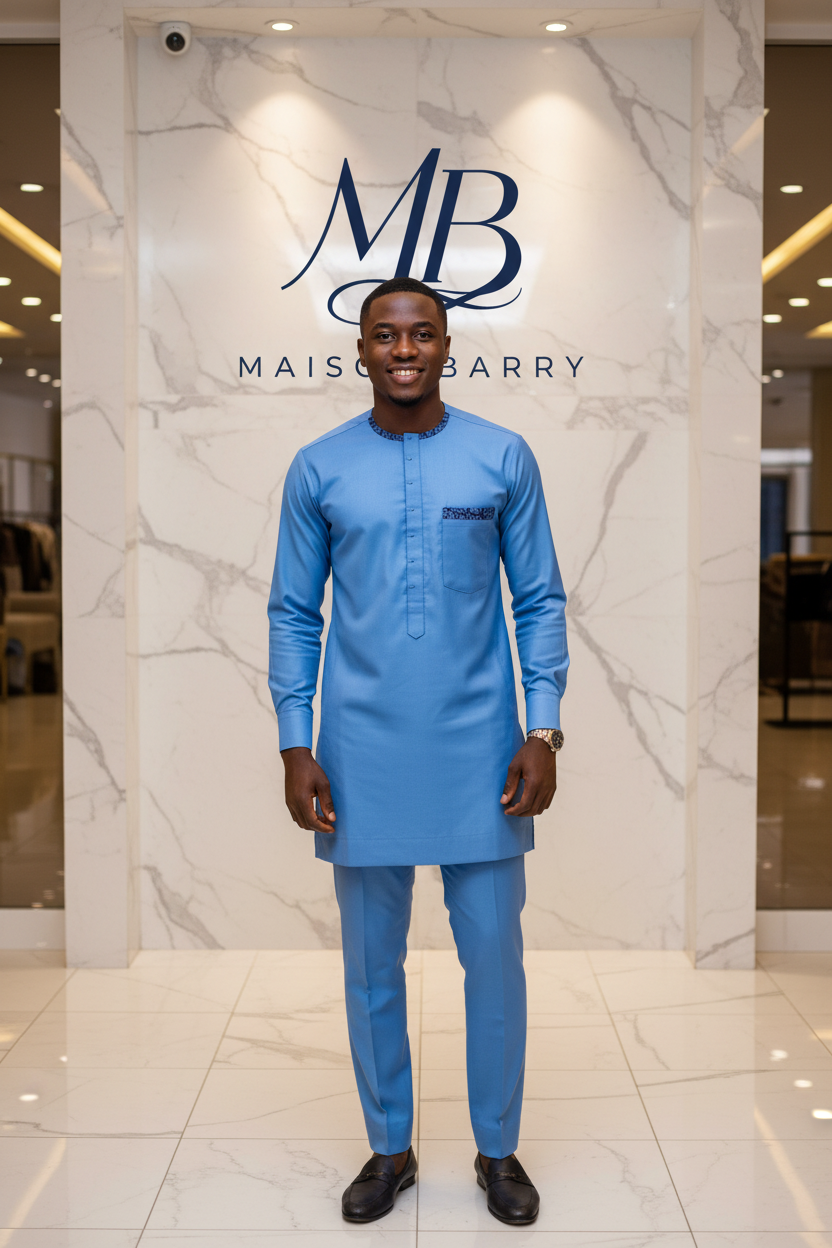 Macki Sall Prestige Bleu Ciel - Broderies Traditionnelles MaisonBarry