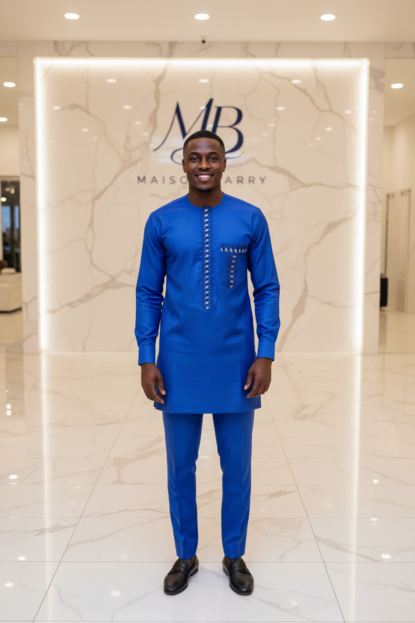 Macki Sall Prestige Bleu Cobalt - Broderies Traditionnelles MaisonBarry