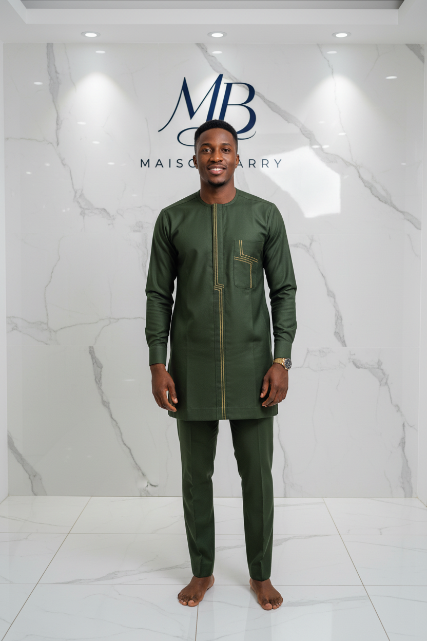 Macki Sall Prestige Vert Militaire - Broderies Jaune Doré MaisonBarry