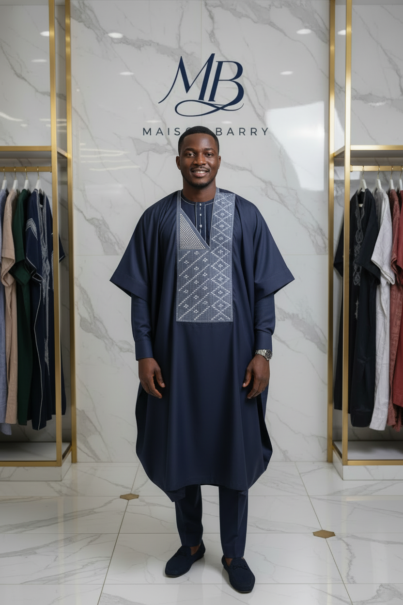 Ensemble 3 Pièces Bleu Marine - Chemise Manches Longues MaisonBarry